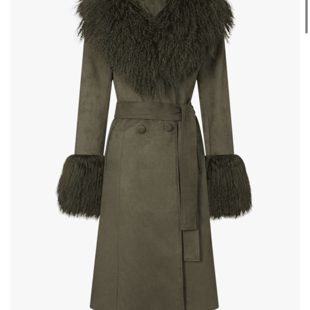 Charlotte Simone Olive Teddy Jacket with Faux Fur